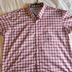 Izod Red and White Casual Button Down Shirt